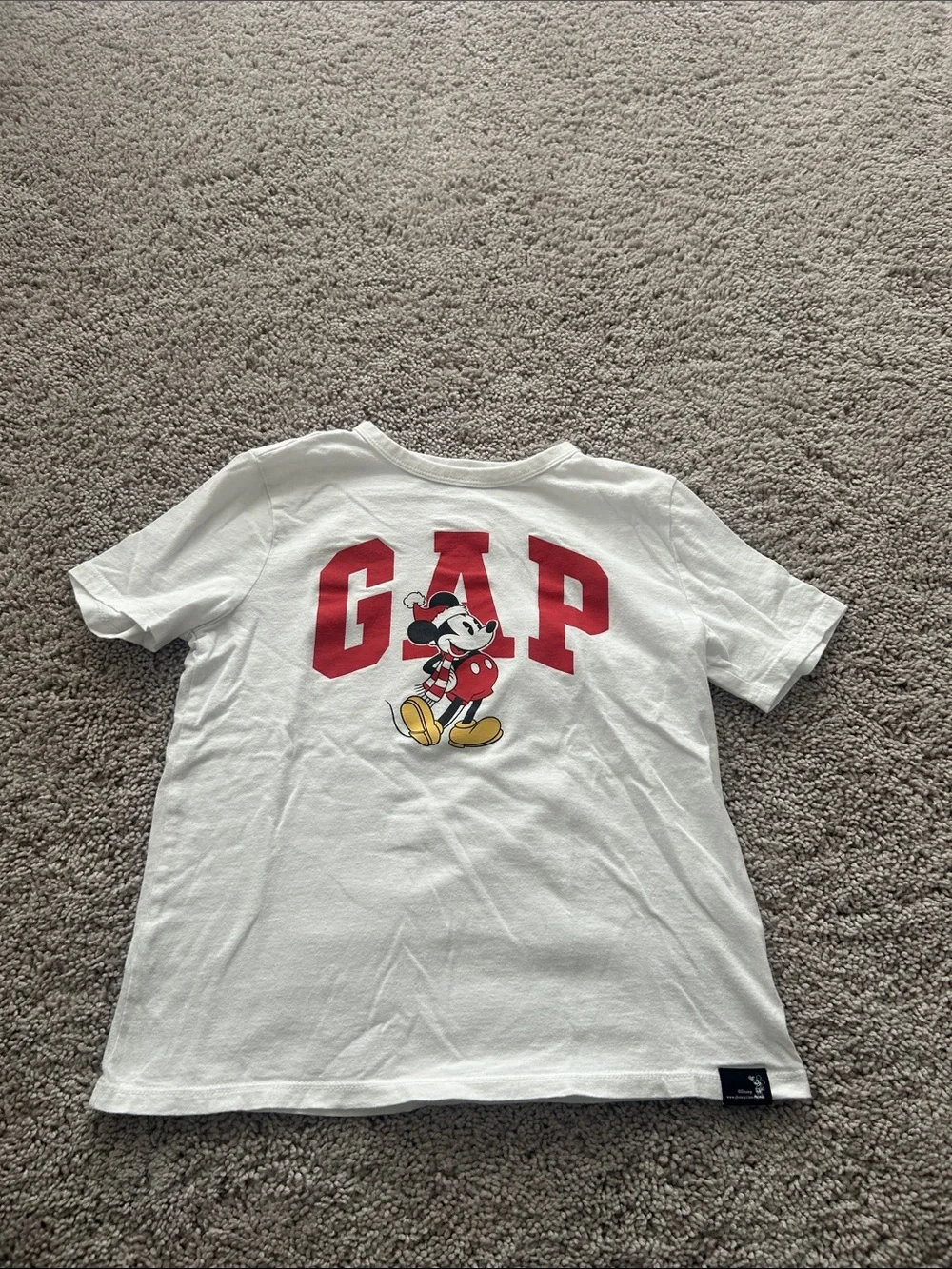 GAP White Tee with Red Logo & Mickey Graphic